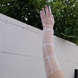 Long sheer bridal gloves